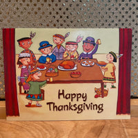 
              Happy Thanksgiving Pilgrims and Indians Card
            