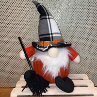 Black Check Hat with Broom Gnome