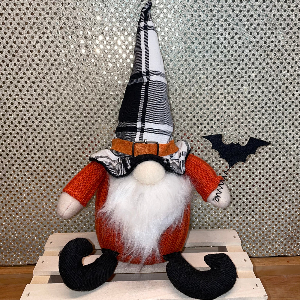 Black Check Hat with Bat Gnome