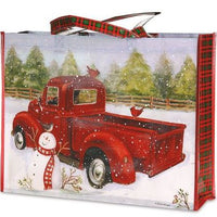 Red Truck Snowman Reusable Gift Bag XL