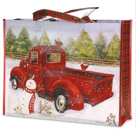 Red Truck Snowman Reusable Gift Bag XL