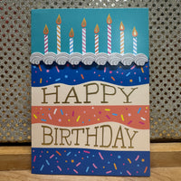
              Blue and Coral Cake Birthday Card
            
