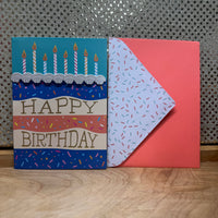 
              Blue and Coral Cake Birthday Card
            