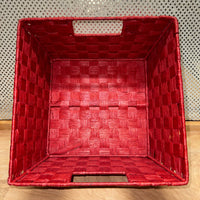 
              Red Painted Square Bamboo Basket
            