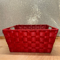 
              Red Painted Square Bamboo Basket
            