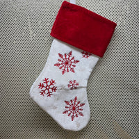 White/Red Snowflakes Stocking