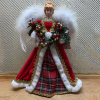 16" Red Christmas Plaid Angel