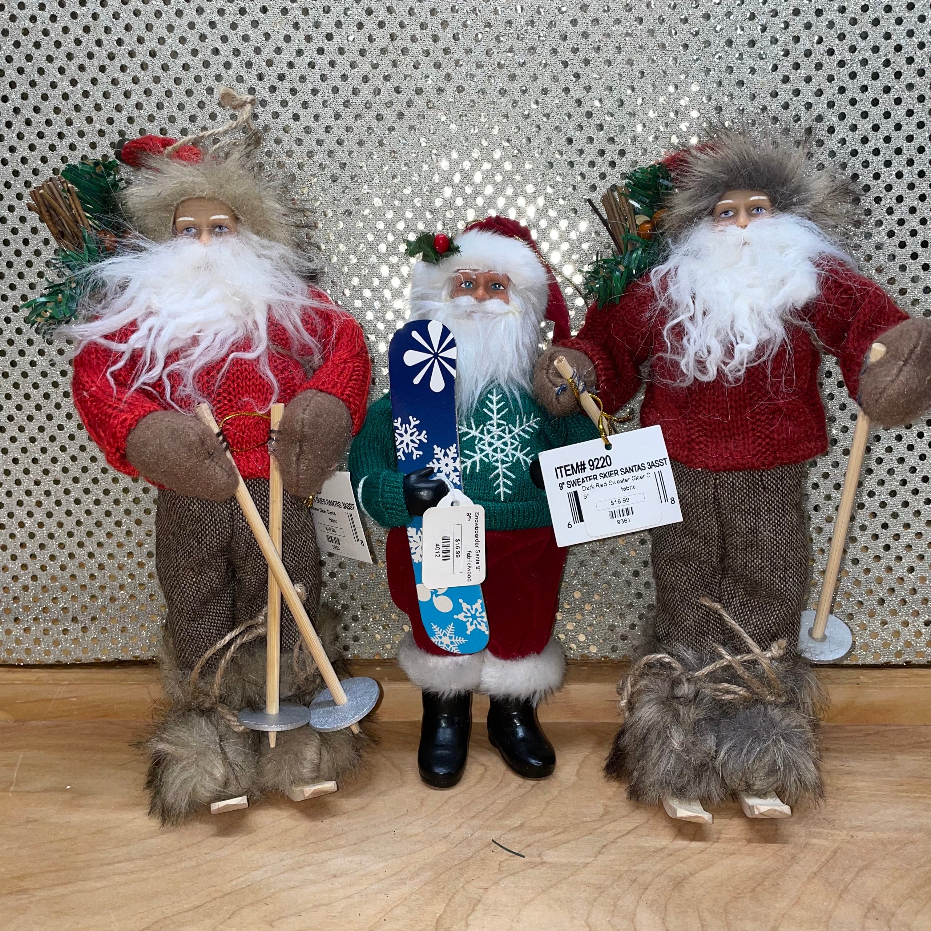 Skiing / Snowboard Santa Stander or Ornament (3 Styles)| Mountain