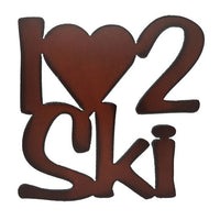 Rustic Iron I Love (Heart) 2 Ski Sign