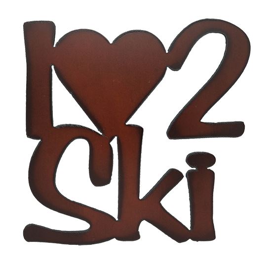 Rustic Iron I Love (Heart) 2 Ski Sign