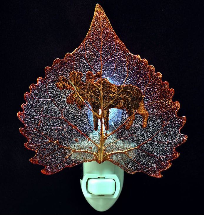 Real Leaf Night Light - Moose Iridescent Cottonwood
