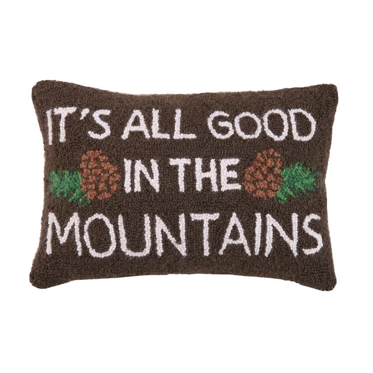 Peking Handicraft Its All Good in the Mountains Hook Pillow