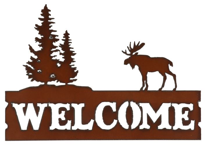 Rustic Iron Welcome Sign - Moose