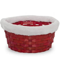Red Bamboo 8" Round Basket with Fur