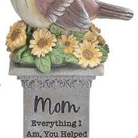 Bird on Pedestal with Mom Message