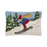 Skier Hook Pillow w/ Snowy Trees