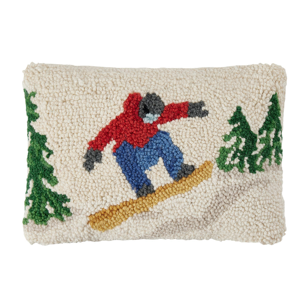 Snowboarder Hook Pillow w/ Snowy Trees