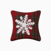 Snowflake  Embroidered Plaid Pillow