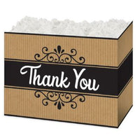 Thank You Kraft Pinstripe Basket Box - LARGE ONLY