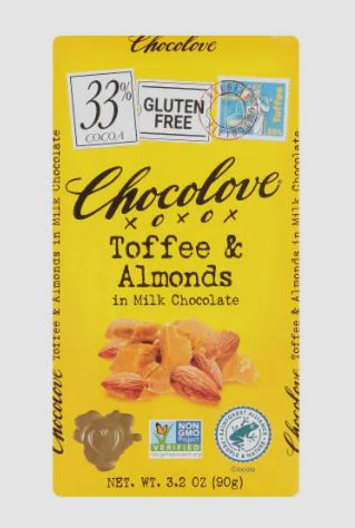 Chocolove Toffee & Almonds Milk Chocolate Bar