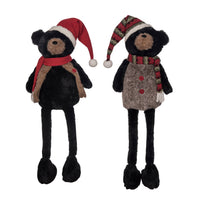 Plush Christmas Black Bear Shelf Sitters
