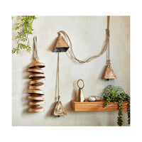 
              Pyramid Temple Bells & Jute Rope Swag - Antique Brass
            