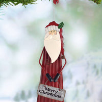 Santa Ornament - painted rippled metal