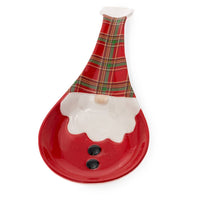 Plaid Santa Gnome Ceramic Spoon Rest