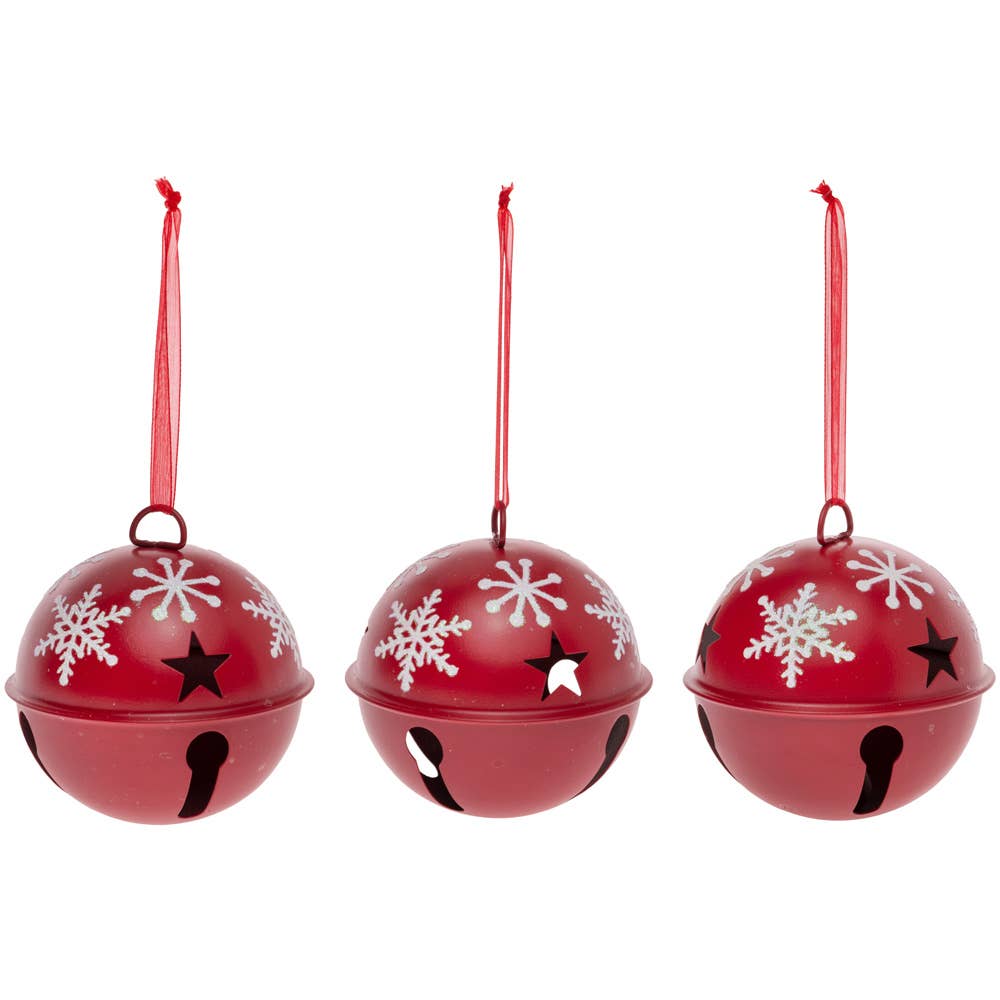 Red & White Snowflake Bell Ornament