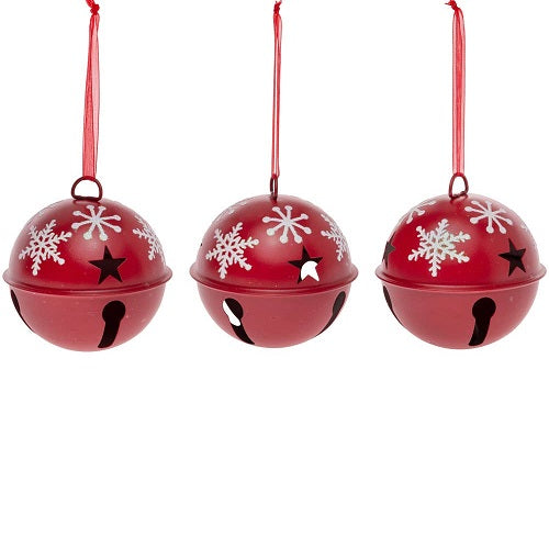 Red & White Snowflake Bell Ornament