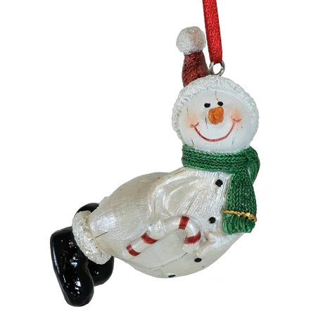 Candy Cane Snowman Christmas Ornament