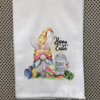 White Easter Waffle Towel Bunny Gnome