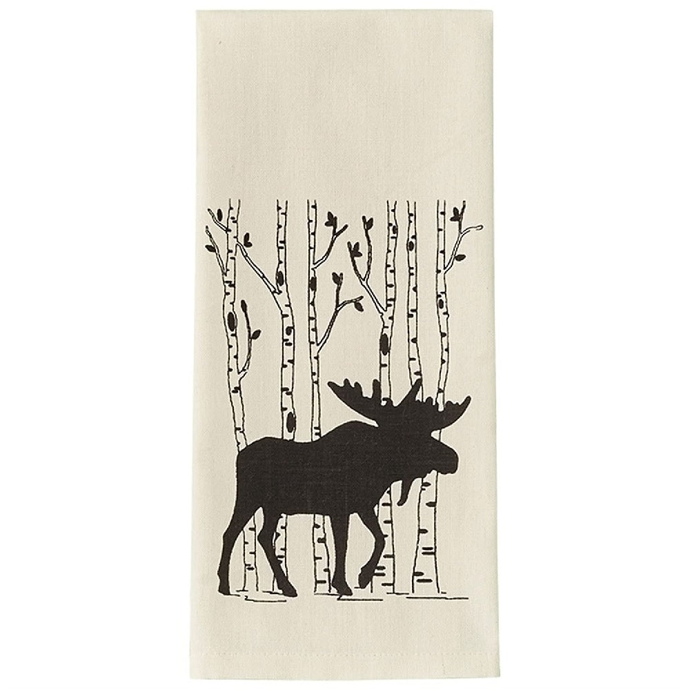 Moose and Birch Tree Dishtowel