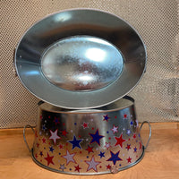 
              Silver with Red, White & Blue Stars Metal Basket XL
            