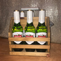 Wood Bottle Carrier w/Opener