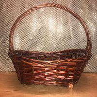 
              Brown Stain Willow Oval Handled Basket
            