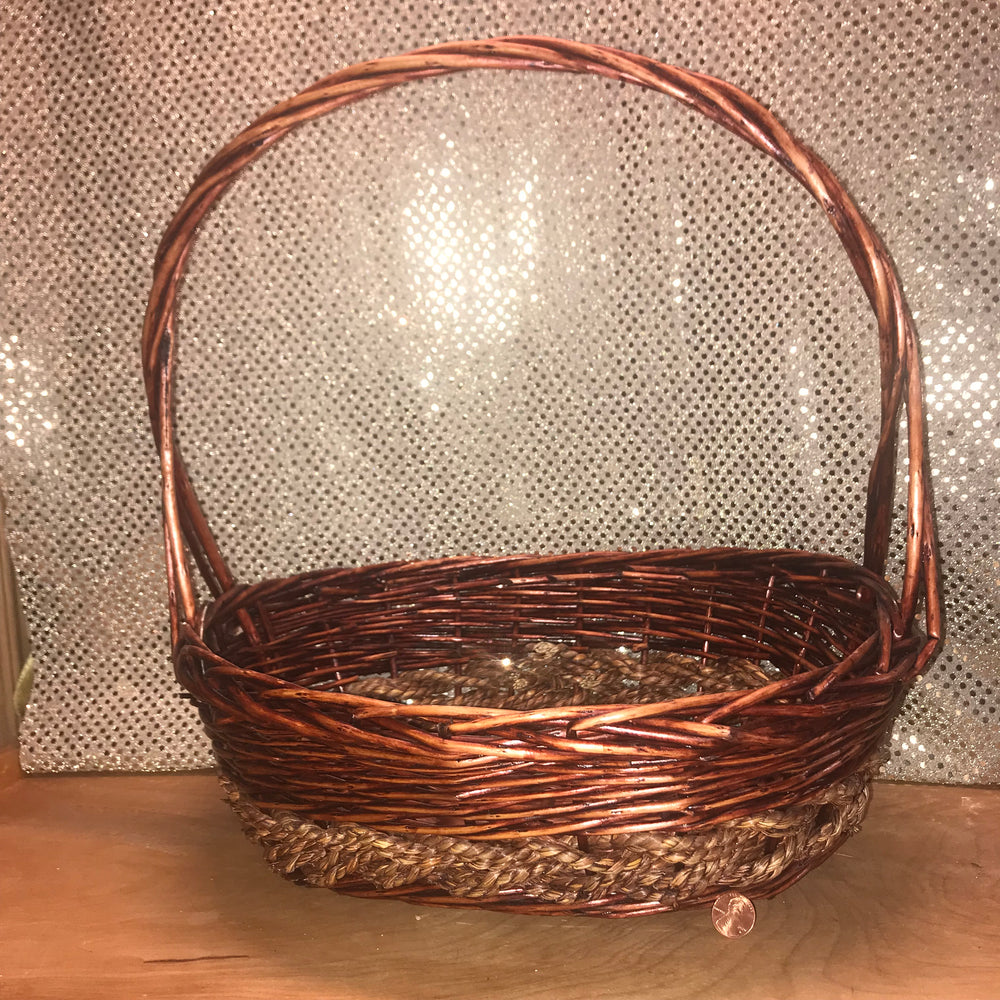 Stained Willow/Rope Oval Handled Basket