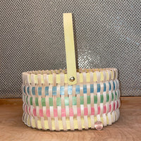 Oval Easter Basket w/Pastel Stripes