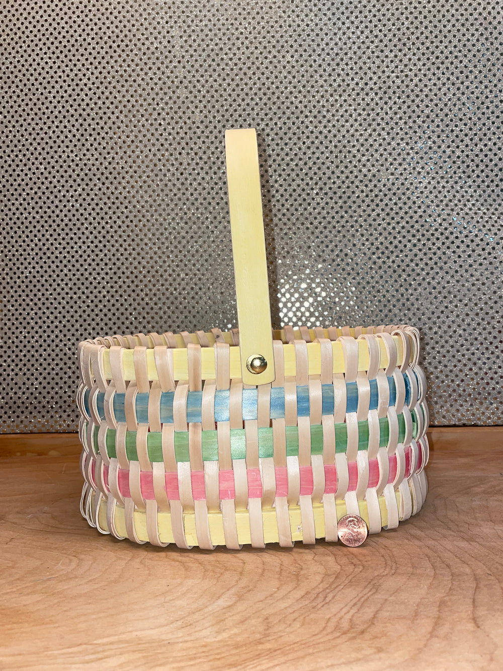 Oval Easter Basket w/Pastel Stripes