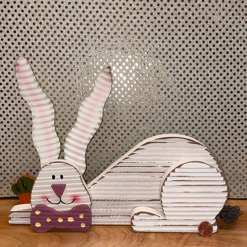 Cream Corrugated Wood Bunny