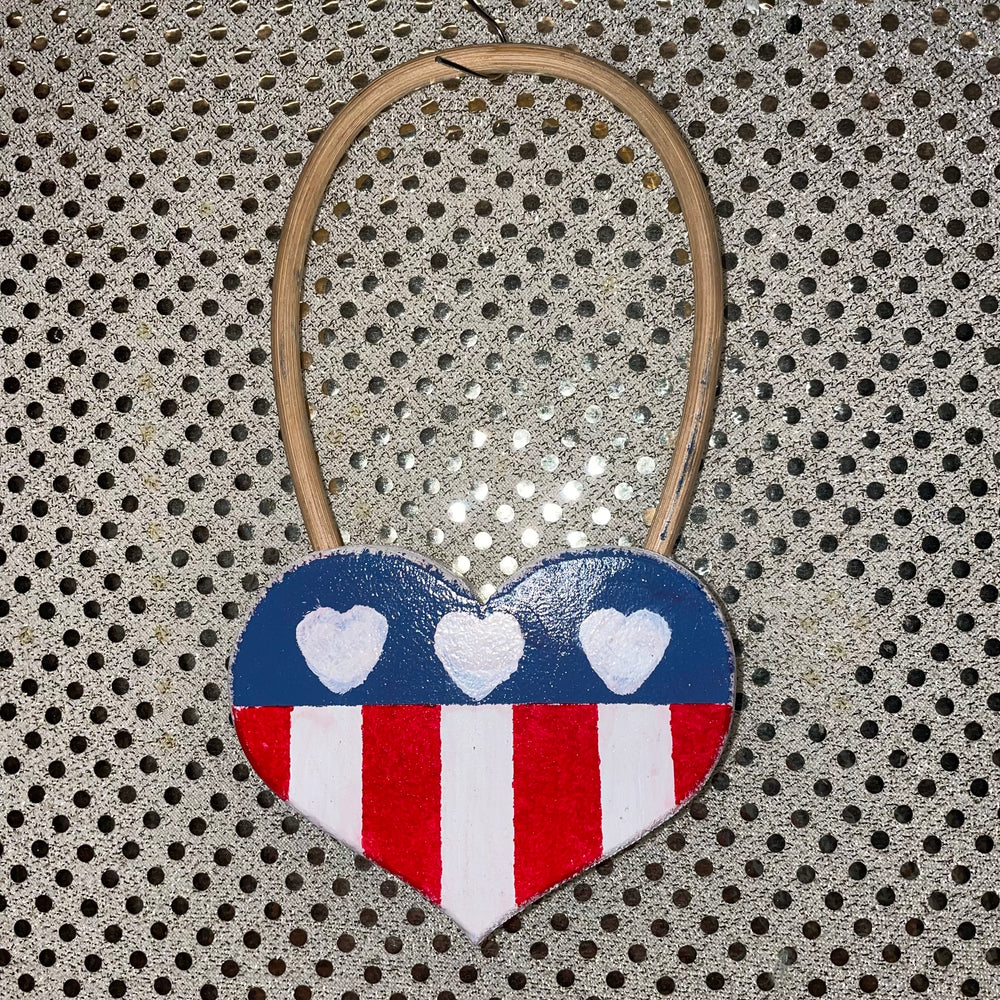 Patriotic Wooden Heart - Door Hanger