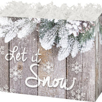 Let It Snow Rustic Pine Basket Box - SMALL ONLY