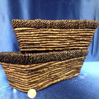 Brown Rope and Wire Rectangle Basket