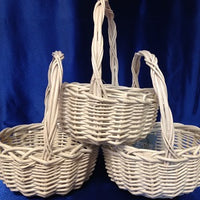 Sturdy Round White Willow Basket Small