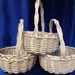 Sturdy Round White Willow Basket Small