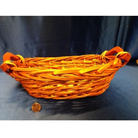 Honey Brown Wicker Basket w/wood handles